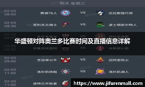 华盛顿对阵奥兰多比赛时间及直播信息详解